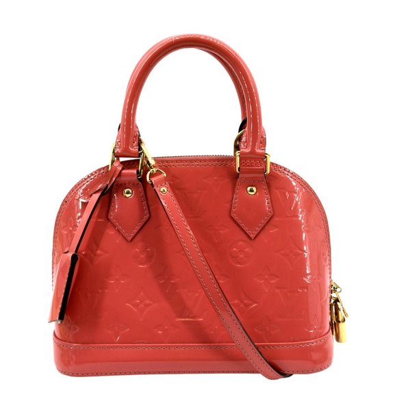 LOUIS VUITTON  Alma BB Monogram Vernis Satchel Shoulder Bag Red - Picture 1 of 14